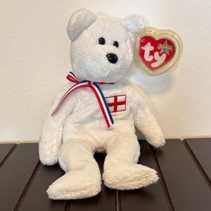 Ty Beanie Baby Bear with Red and Blue Accents